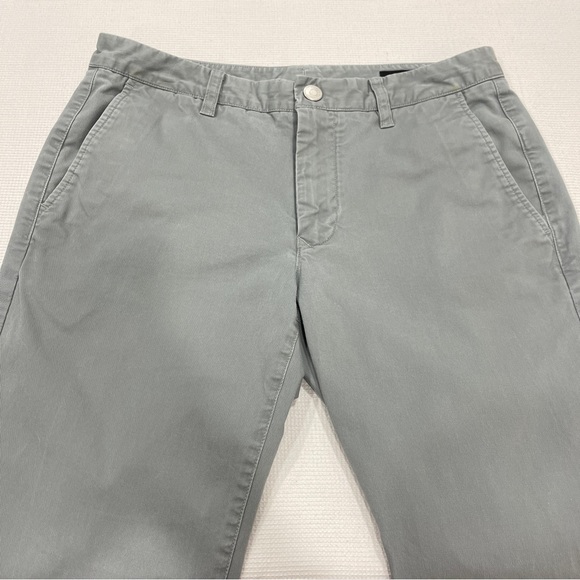 BONOBOS Mens Slim-Fit Straight-Leg Washed-Chino Pants 32x 31 Gray Flat-Front - Picture 3 of 10